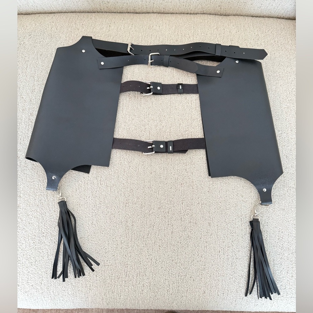 Black Faux Leather Harness Belt